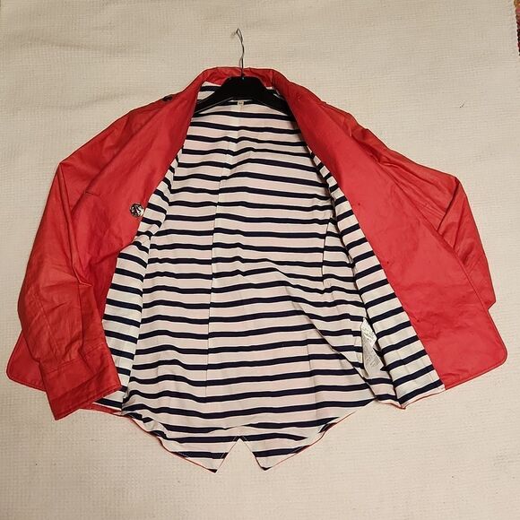 NWOT Junior Gaultier red waxed linen double breasted high-low jacket. - Picture 12 of 12